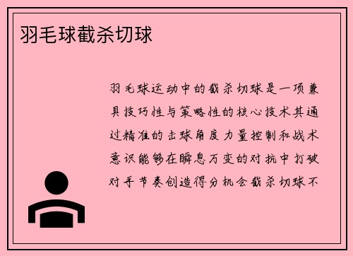 羽毛球截杀切球